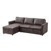 Right-Facing Brown leather sectional sofa Bed