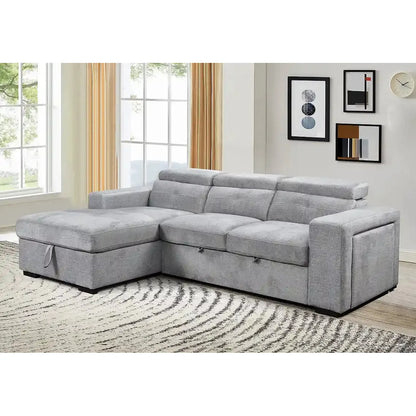 Gray sectional sofa in a living room 