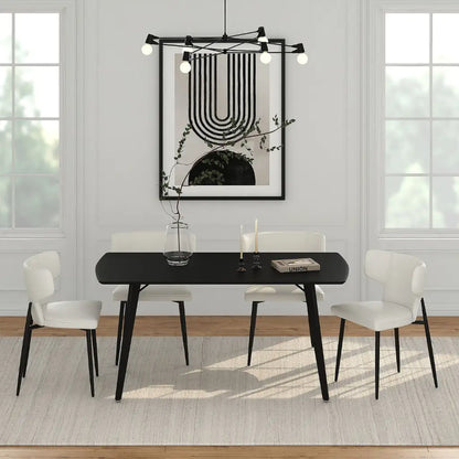 Leon/Olis 5pc Dining Set – Black Wood Table with Faux Leather Chairs