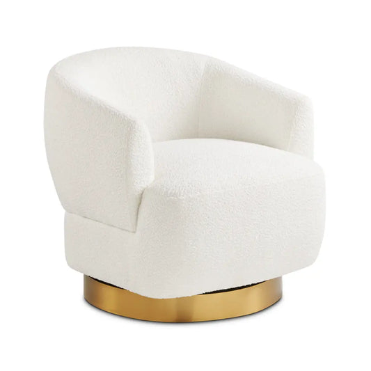 Liam Boucle Fabric Accent Chair With Gold Base & Custom Options , For Living Room