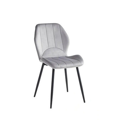 Light Grey velvet chair with black legs 