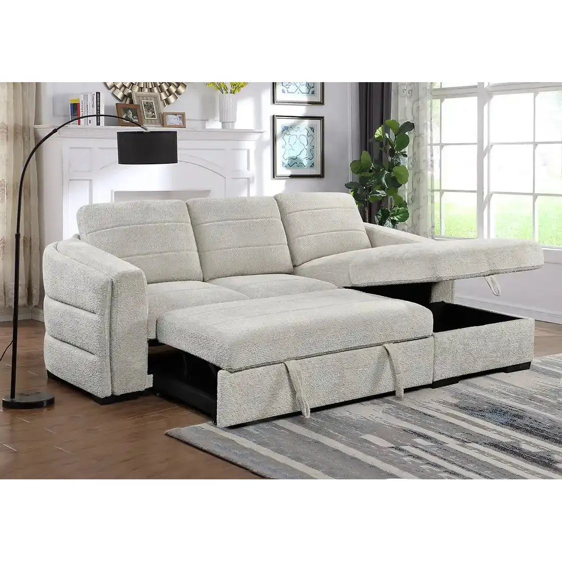 Light gray sectional sofa Bed for living room setting 