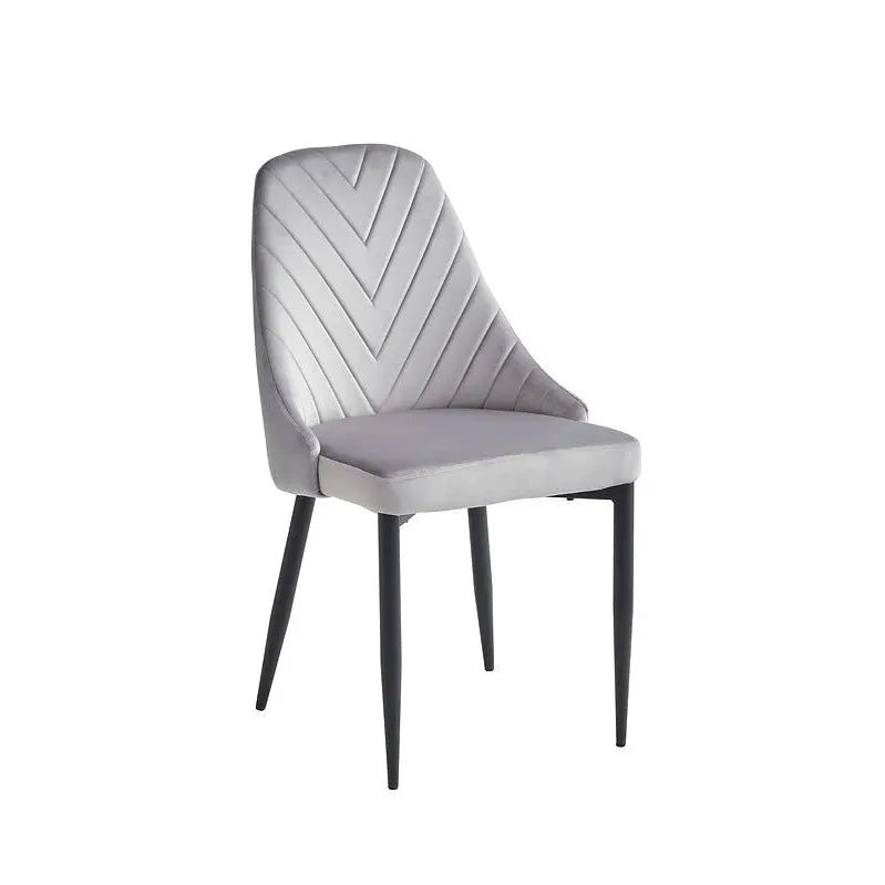 Light grey dining chair with a chevron pattern 