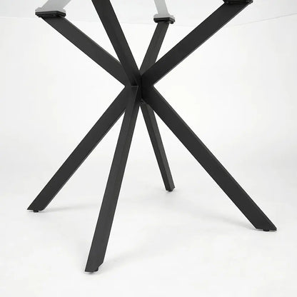 Lincoln Rectangular Glass Dining Table with Black Metal Frame
