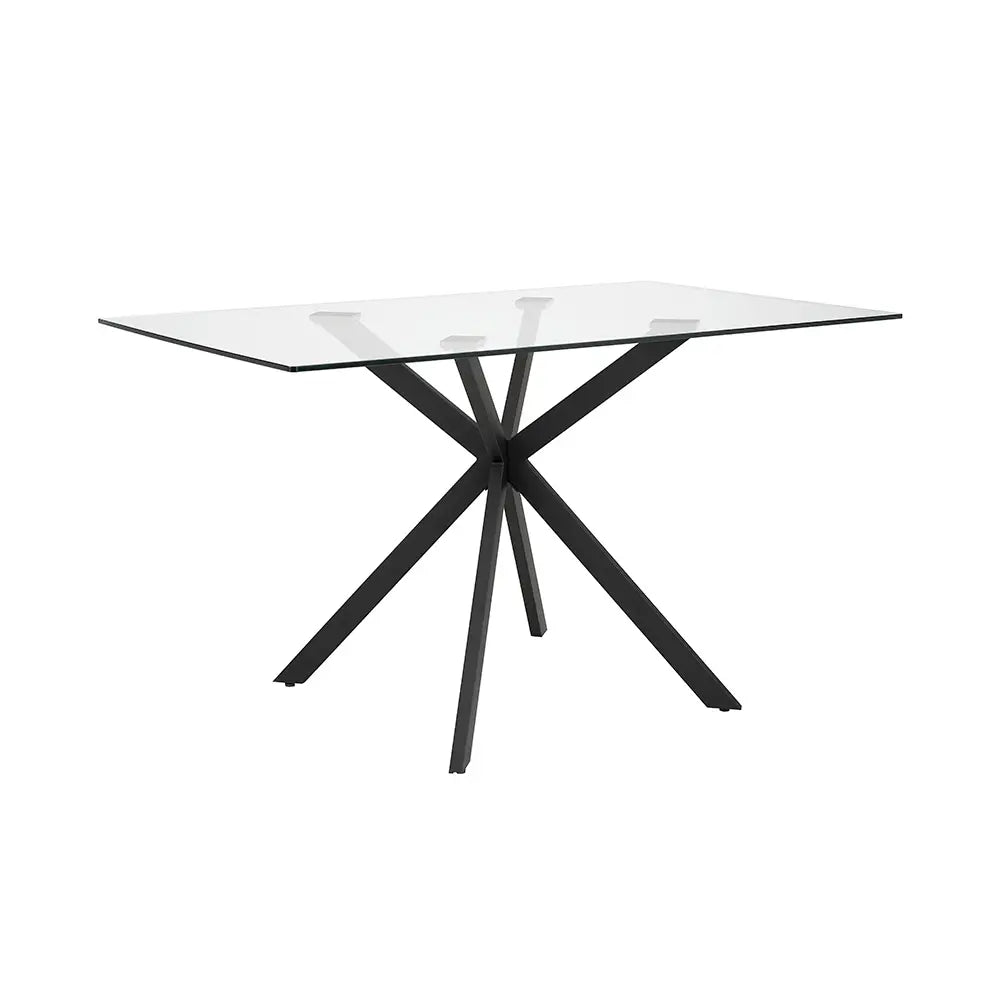 Lincoln Rectangular Glass Dining Table with Black Metal Frame