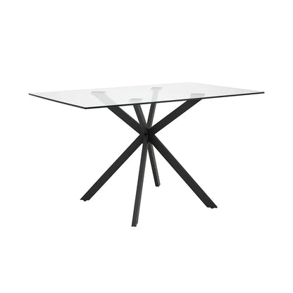 Lincoln Rectangular Glass Dining Table with Black Metal Frame