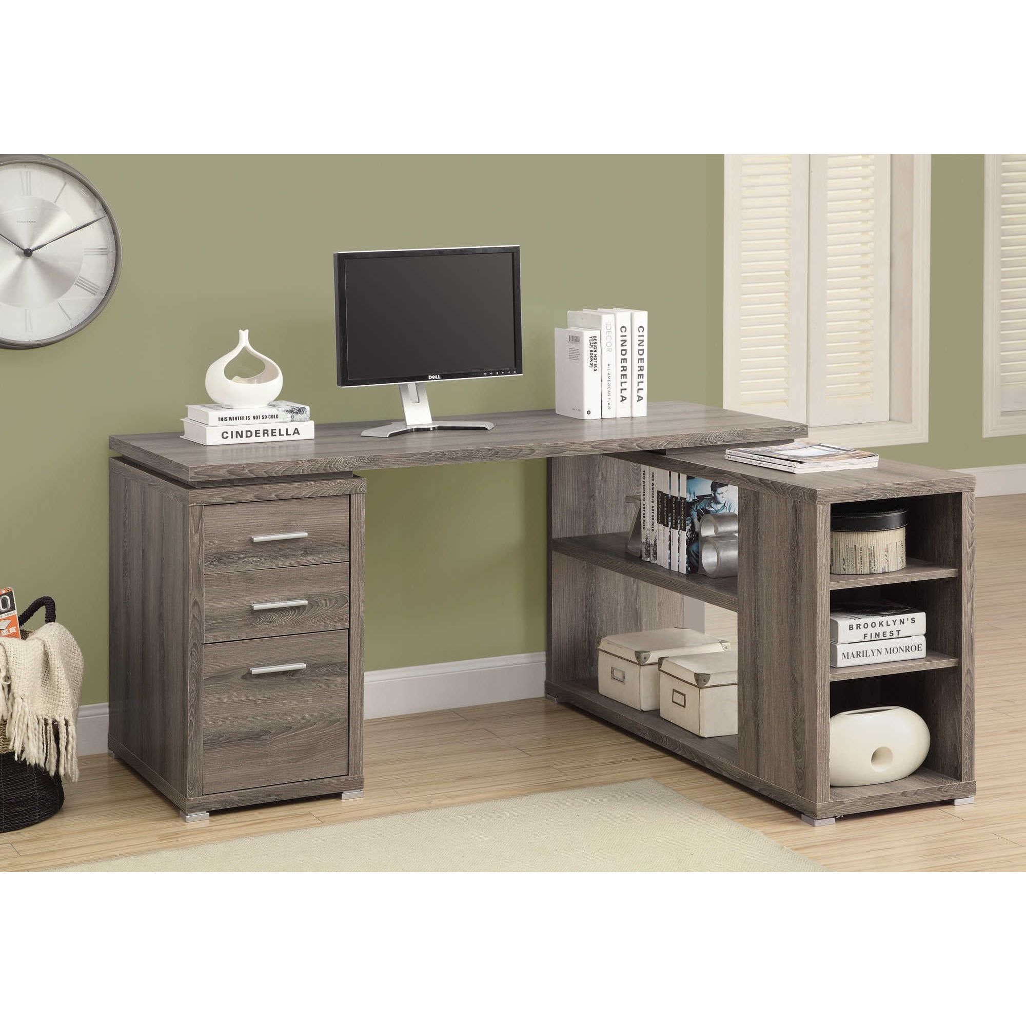 Le Desk L-shaped Computer Desk With Storage - Reversible Corner Office Desk in ...