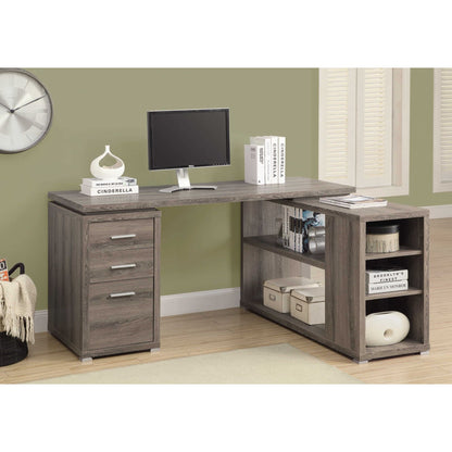 L-shaped  Computer Desk With Storage - Reversible Corner Office Desk in Dark Taupe