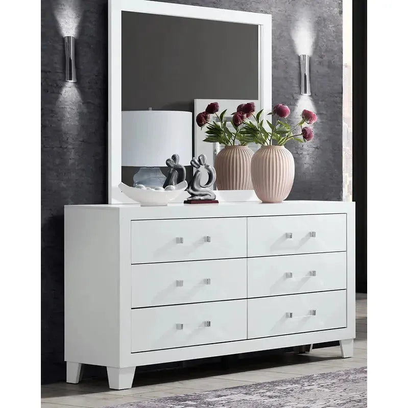 Lucia white dresser with mirror 