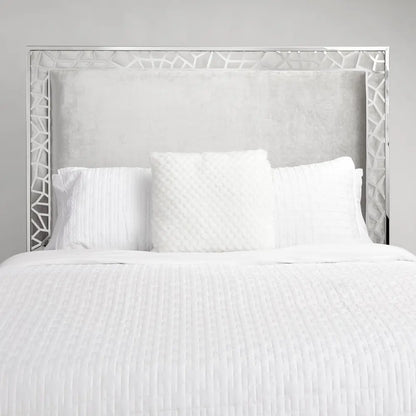 Luxurious Wellington Velvet Queen Bed – Grey Upholstery