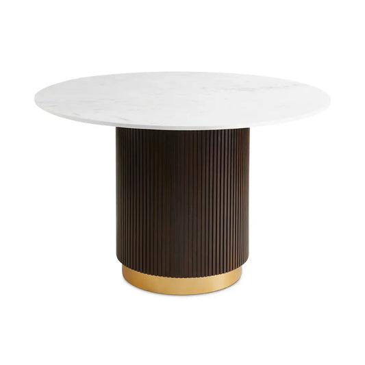Luxury Serenity Marble Top Dining Room Table with Brushed Gold Base