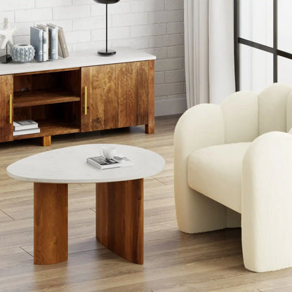 Lyriq Black Marble Coffee Table With Teardrop Shape