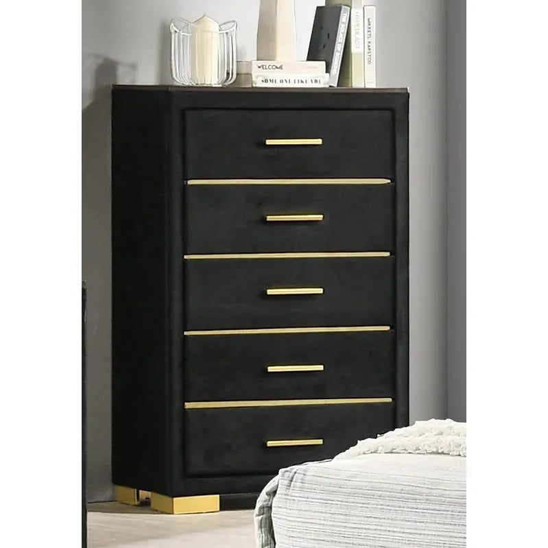 Black chest with gold accents 