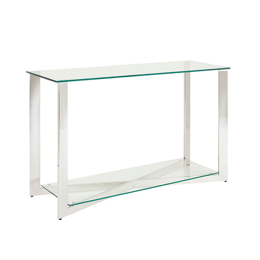 Maison Tempered Glass Console Table with Stainless Steel Frame