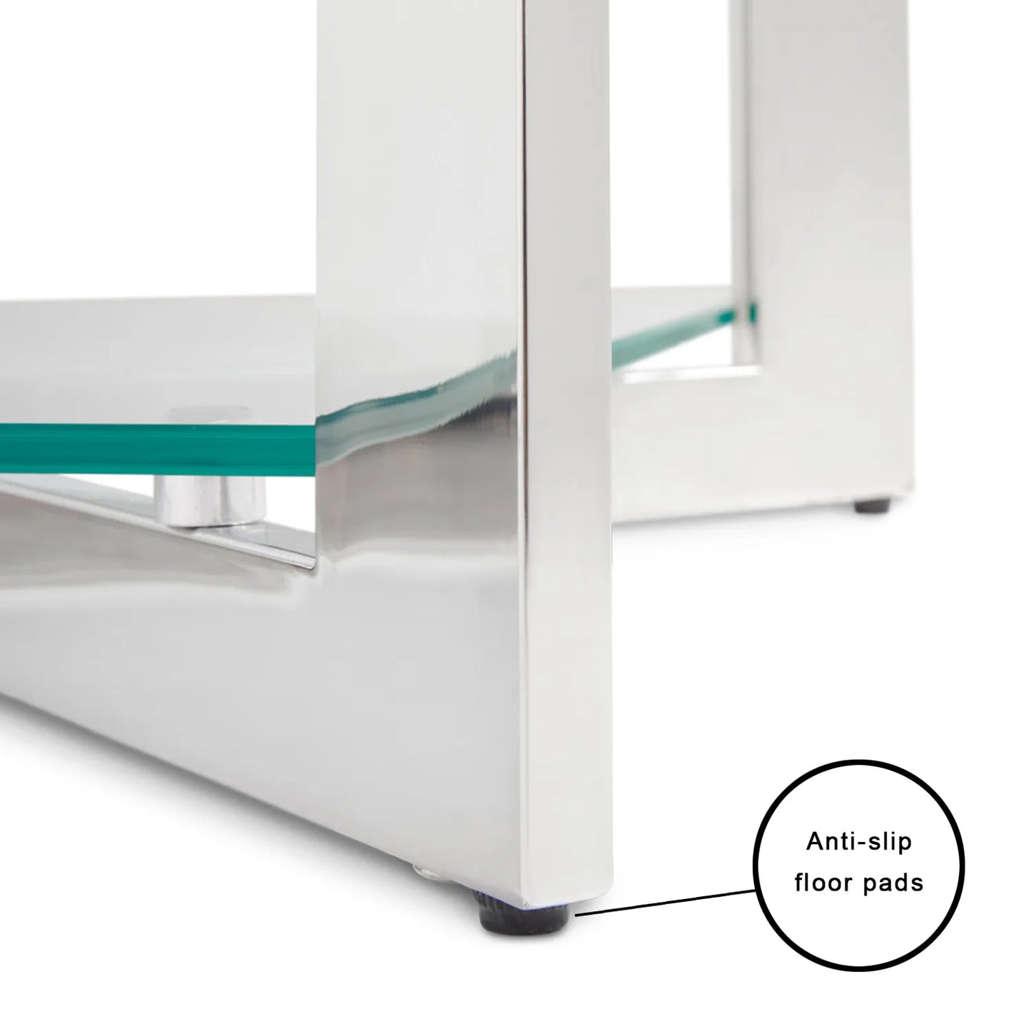Maison Tempered Glass Top End Table with Stainless Steel Frame
