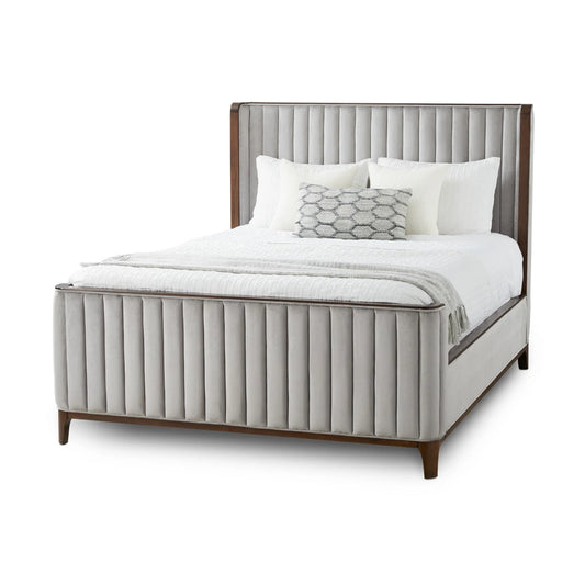 Majestic Tufted Velvet King Bed with Nailhead Trim & Wood Frame