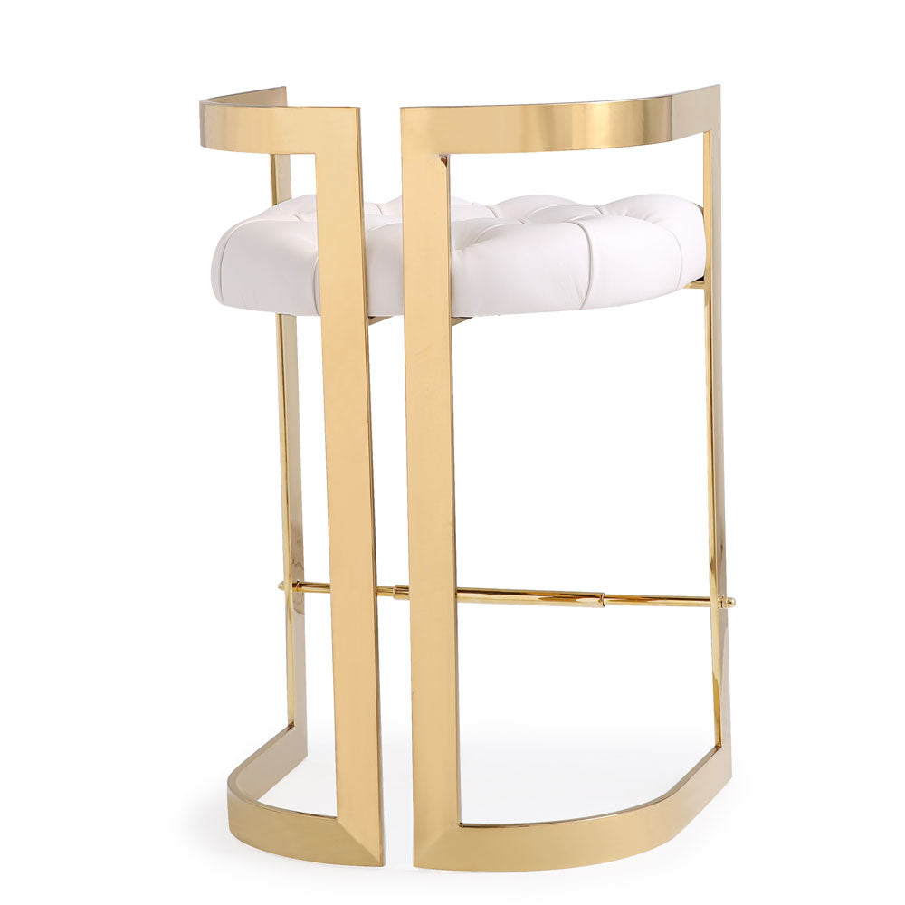 Majestic White Leatherette Counter Stool with Luxe Gold Frame