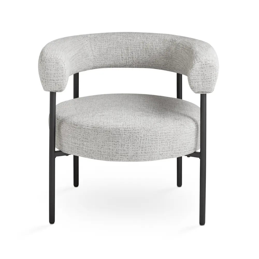 Front View Of Mallory Grey Linen Accent Chair 