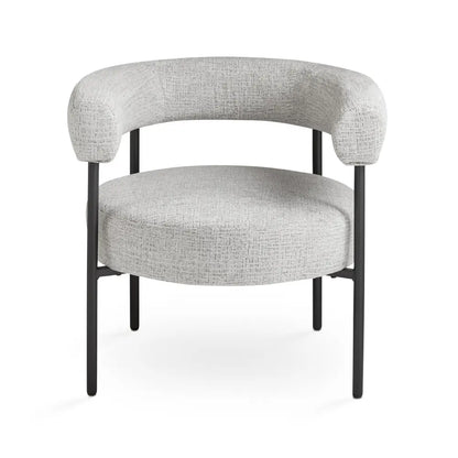 Front View Of Mallory Grey Linen Accent Chair 