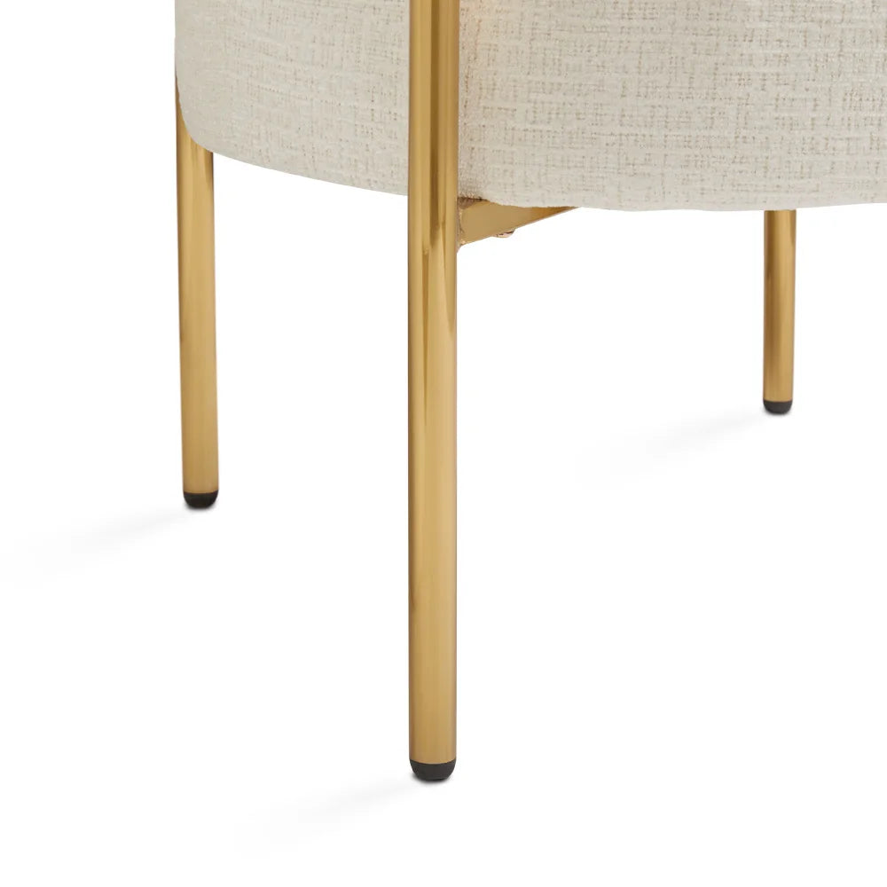 Leg View Of Mallory Ivory Linen Accent Chair with Brushed Gold Frame