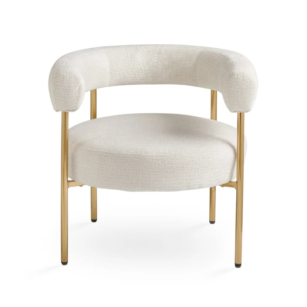 Front View Of Mallory Ivory Linen Accent Chair