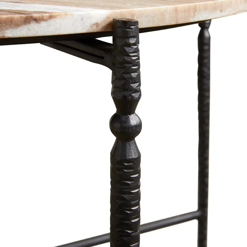 Arlo Marble Top Coffee Table – Elegant Design with Iron Hammered Legs