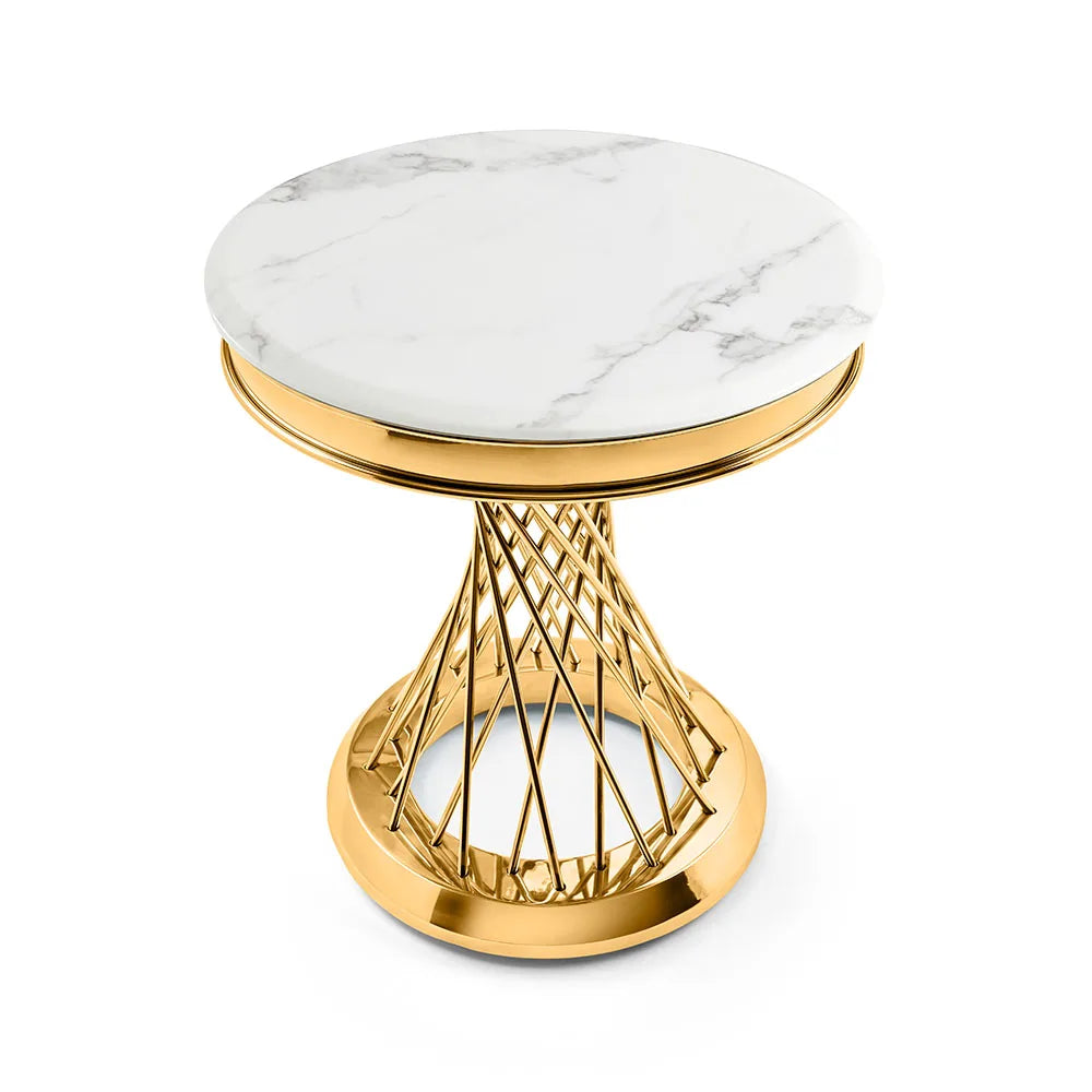 Bailey Marble Top End Table with Gold Polished Steel Base