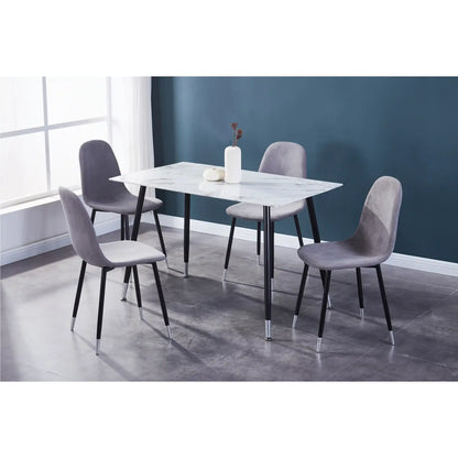 Dining table set with four grey chairs 