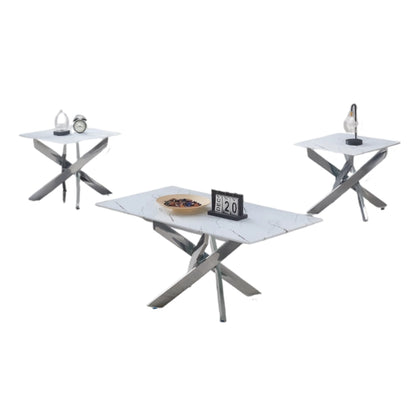 Set of three coffee tables with X-shaped legs on 