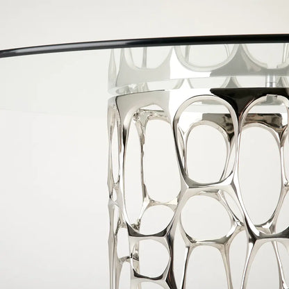 Mario Round Glass Top Dining Table with Aluminum Frame