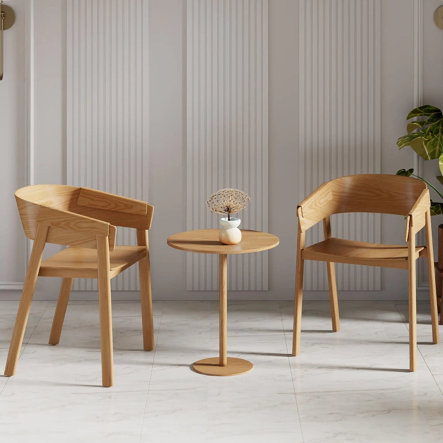 Mateo Mid-Century Modern Dining Chairs, Set of 2 – Solid Oak