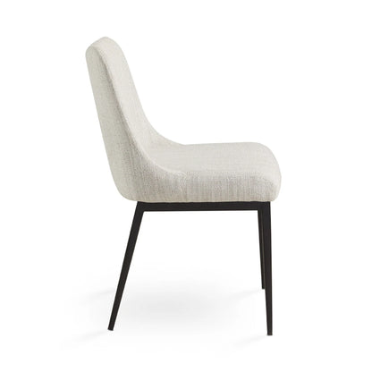 Maverick Modern Linen Dining Chair – Beige Fabric & Black Metal Legs