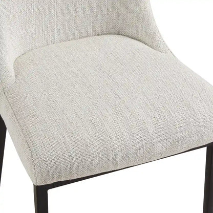 Maverick Modern Linen Dining Chair – Beige Fabric & Black Metal Legs