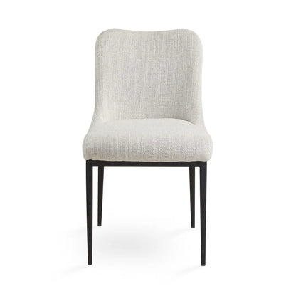 Maverick Modern Linen Dining Chair – Beige Fabric & Black Metal Legs
