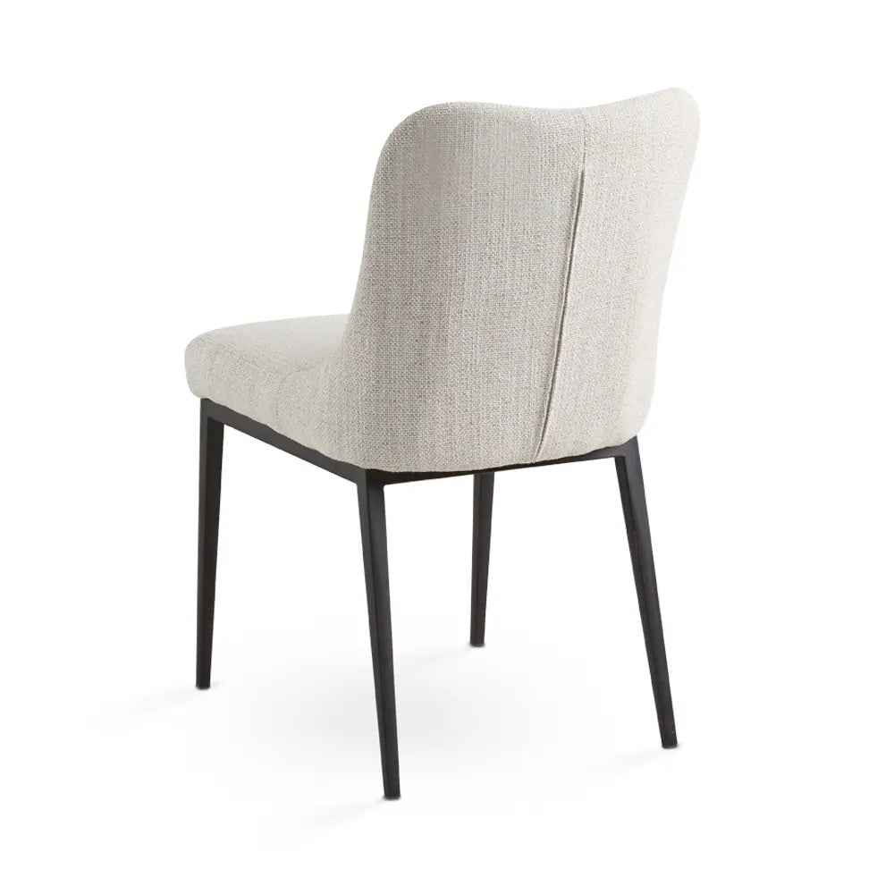 Maverick Modern Linen Dining Chair – Beige Fabric & Black Metal Legs