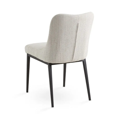 Maverick Modern Linen Dining Chair – Beige Fabric & Black Metal Legs
