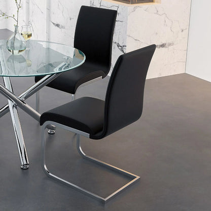 Maxim Faux Leather Dining Chairs Set of 2 with Chrome Legs