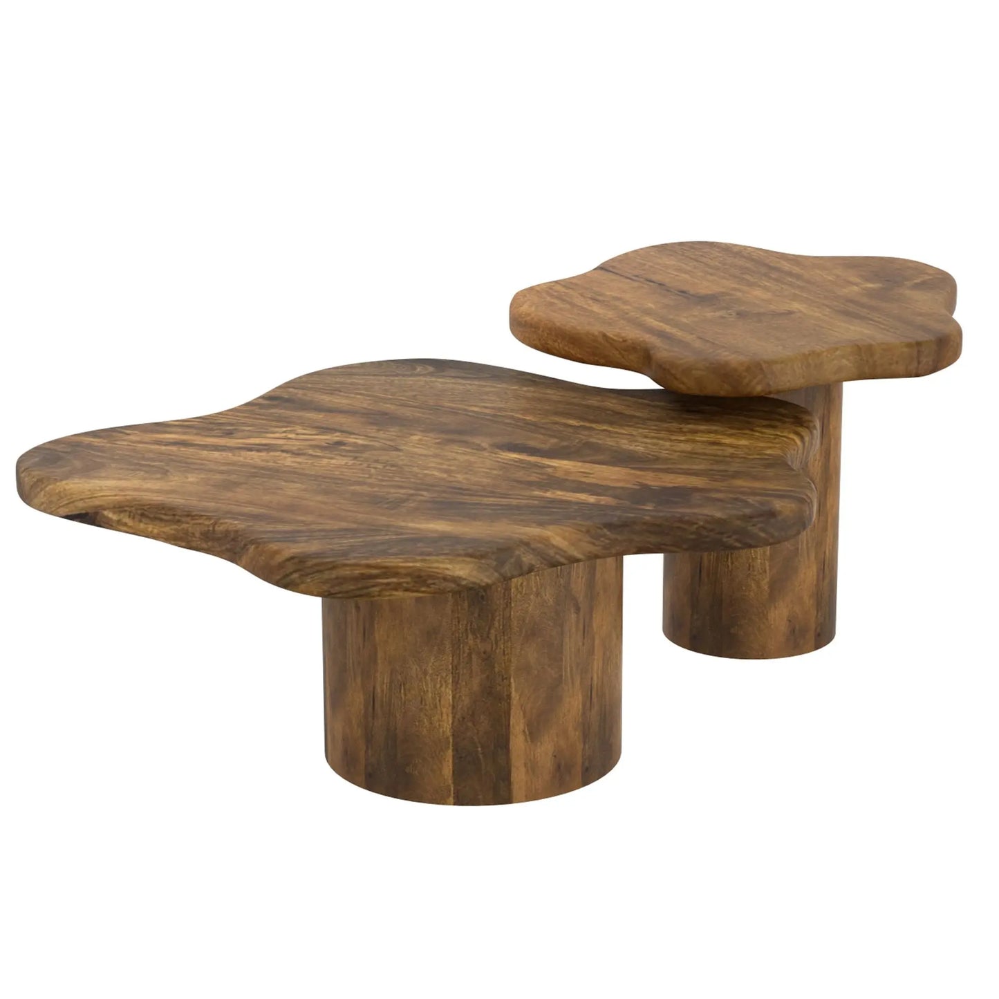 Mayal 2-Piece  Coffee Table Set With Solid Mango Wood, Modern Style