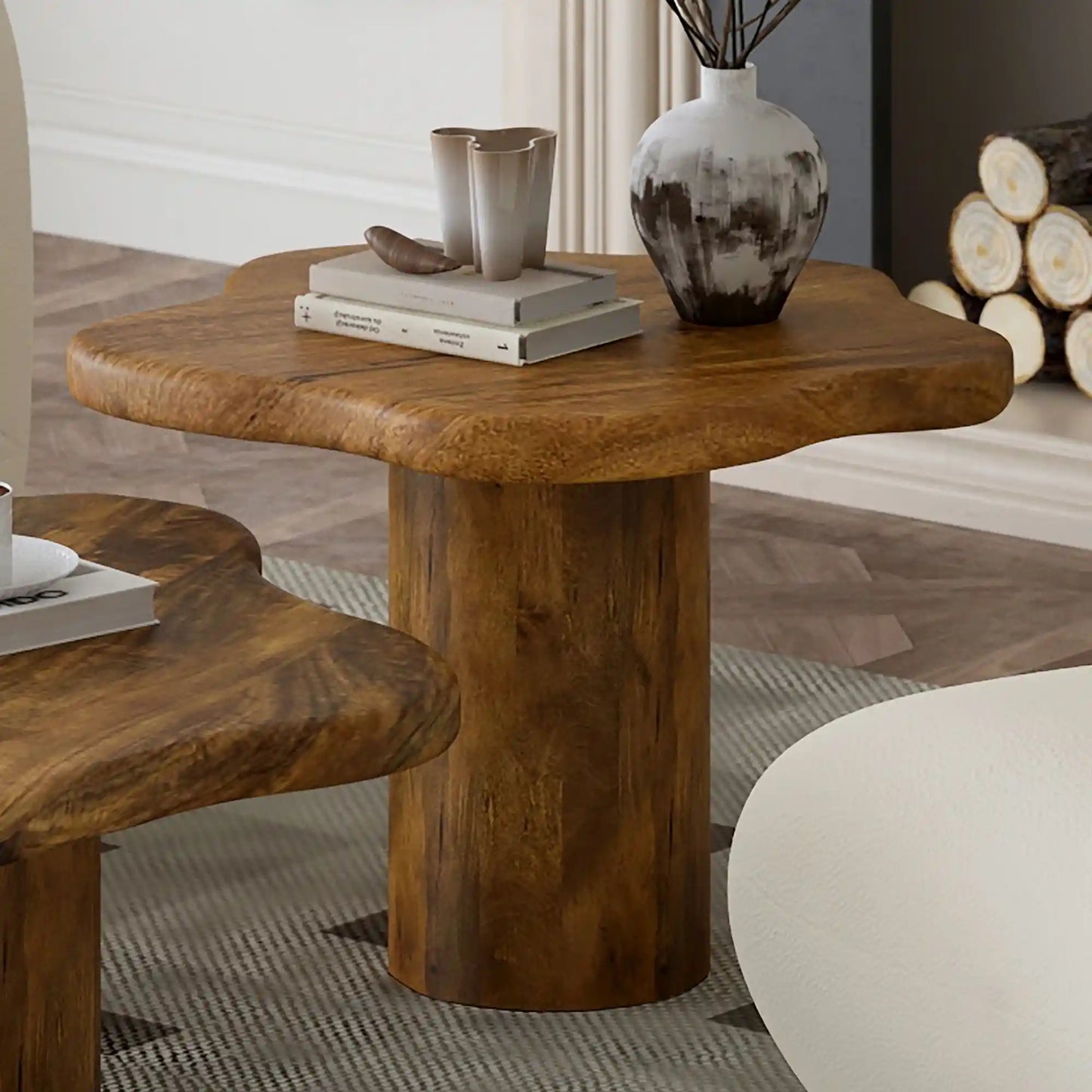 Mayal Black Coffee Table – Solid Mango Wood, Mid-Century Modern Style