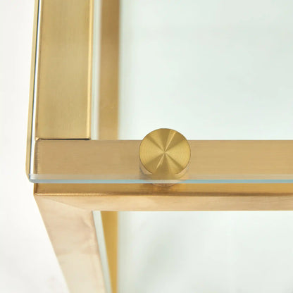 Barolo Gold Metal End Table – Brushed Gold Frame & Tempered Glass