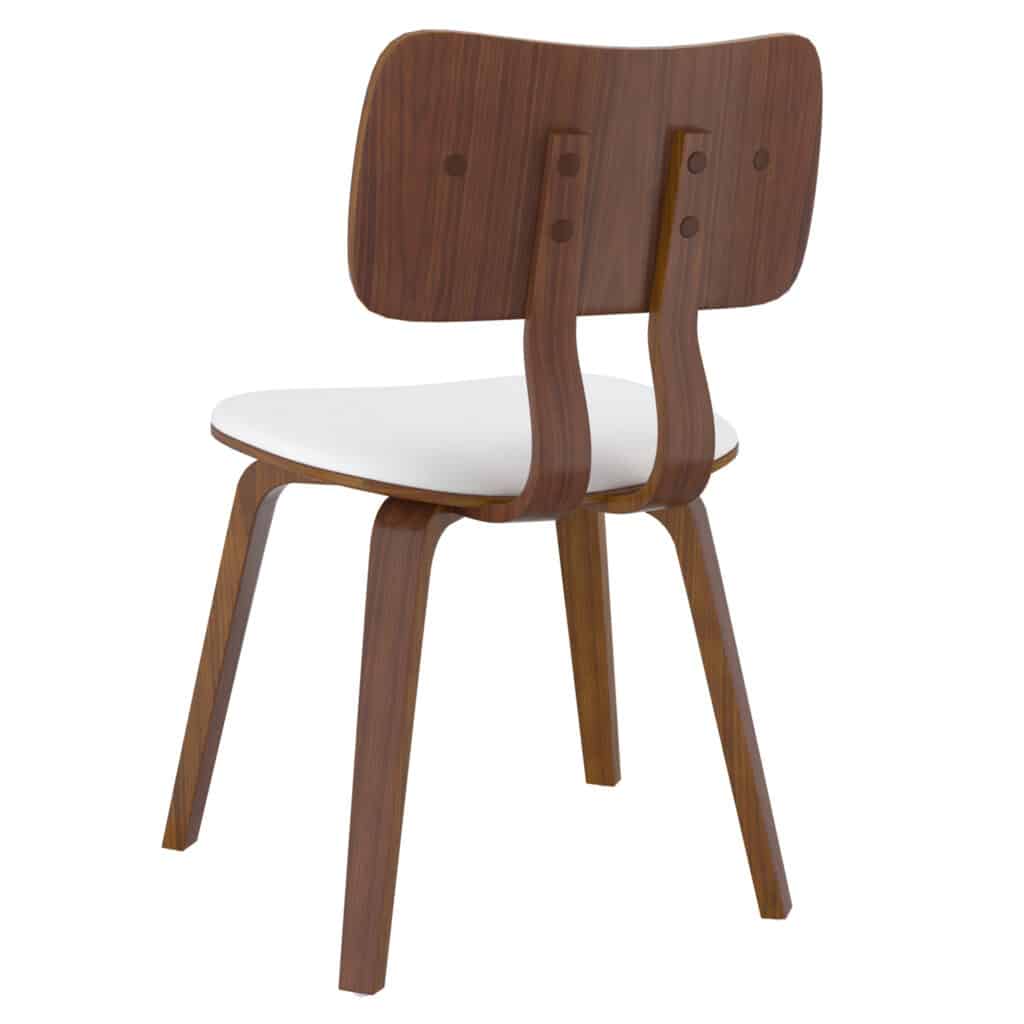 Zuni Mid-Century Modern Dining Chair with Fabric Upholstery and Natural Wood Finish
