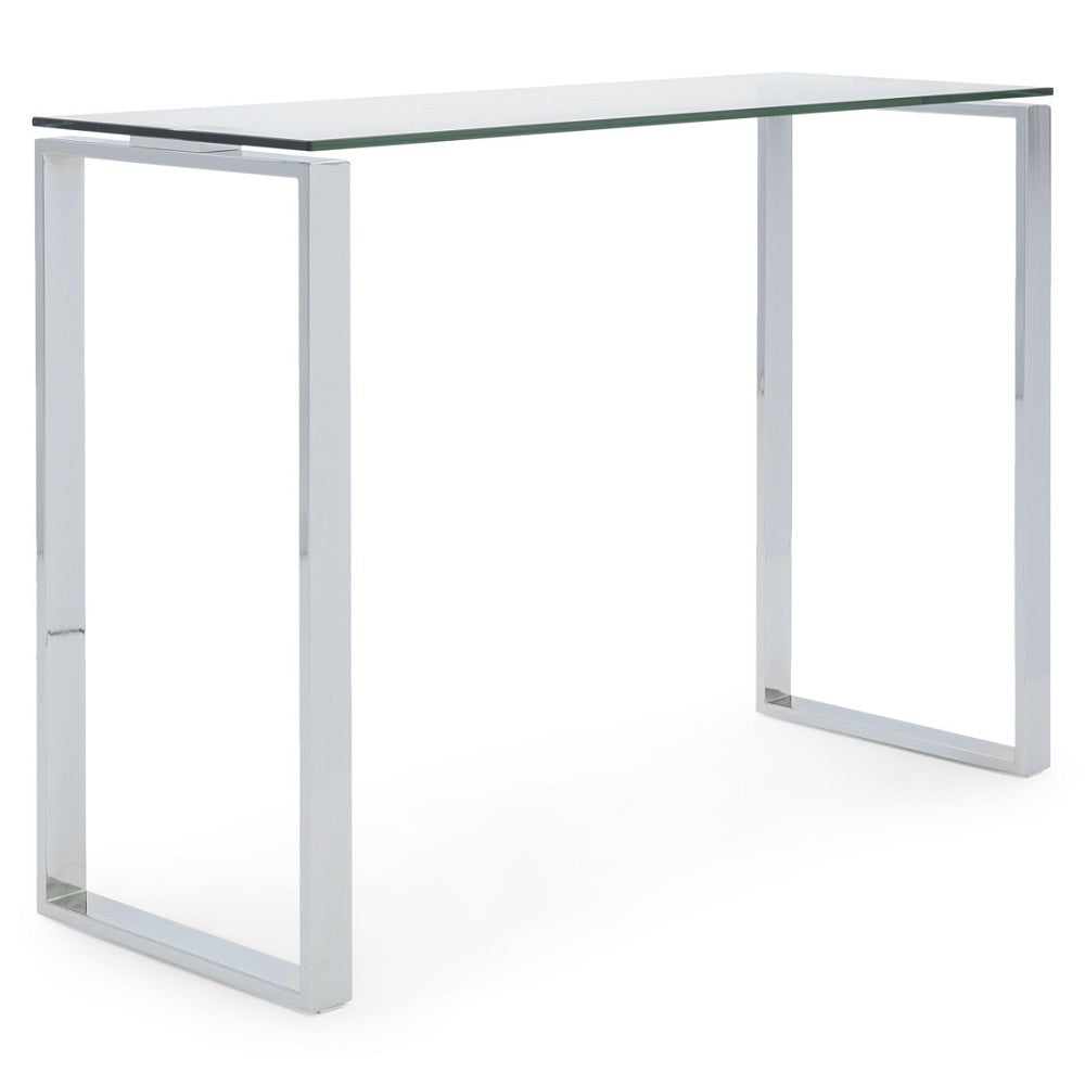 Millennium Glass Top Console Table with Stainless Steel Base