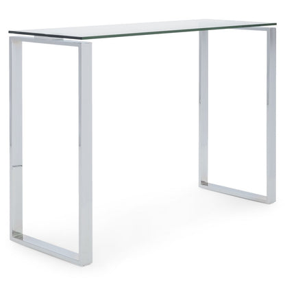 Millennium Glass Top Console Table with Stainless Steel Base