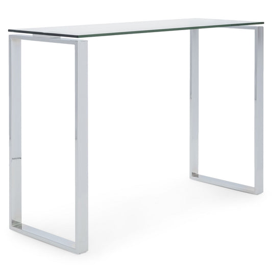 Millennium Glass Top Console Table with Stainless Steel Base
