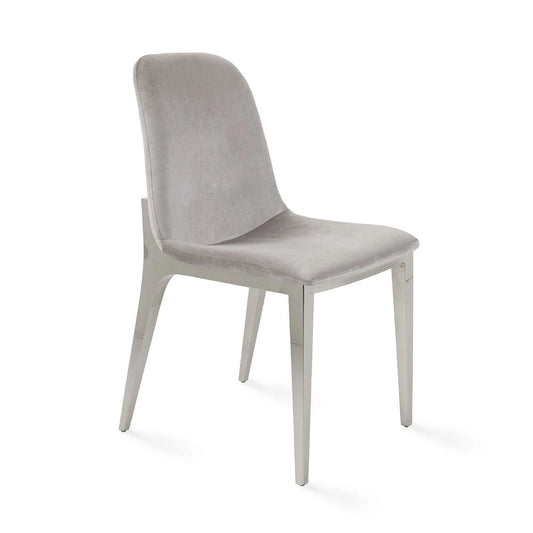 Minos Grey Velvet Dining Chair with Stainless Steel Legs