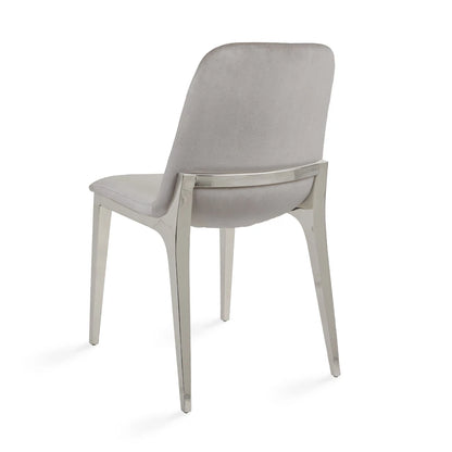Minos Grey Velvet Dining Chair with Stainless Steel Legs
