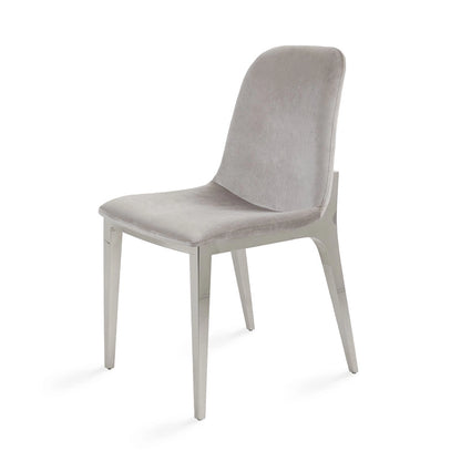 Minos Grey Velvet Dining Chair with Stainless Steel Legs