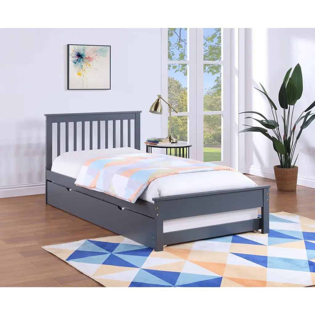 Grey Mission Style Single Bed