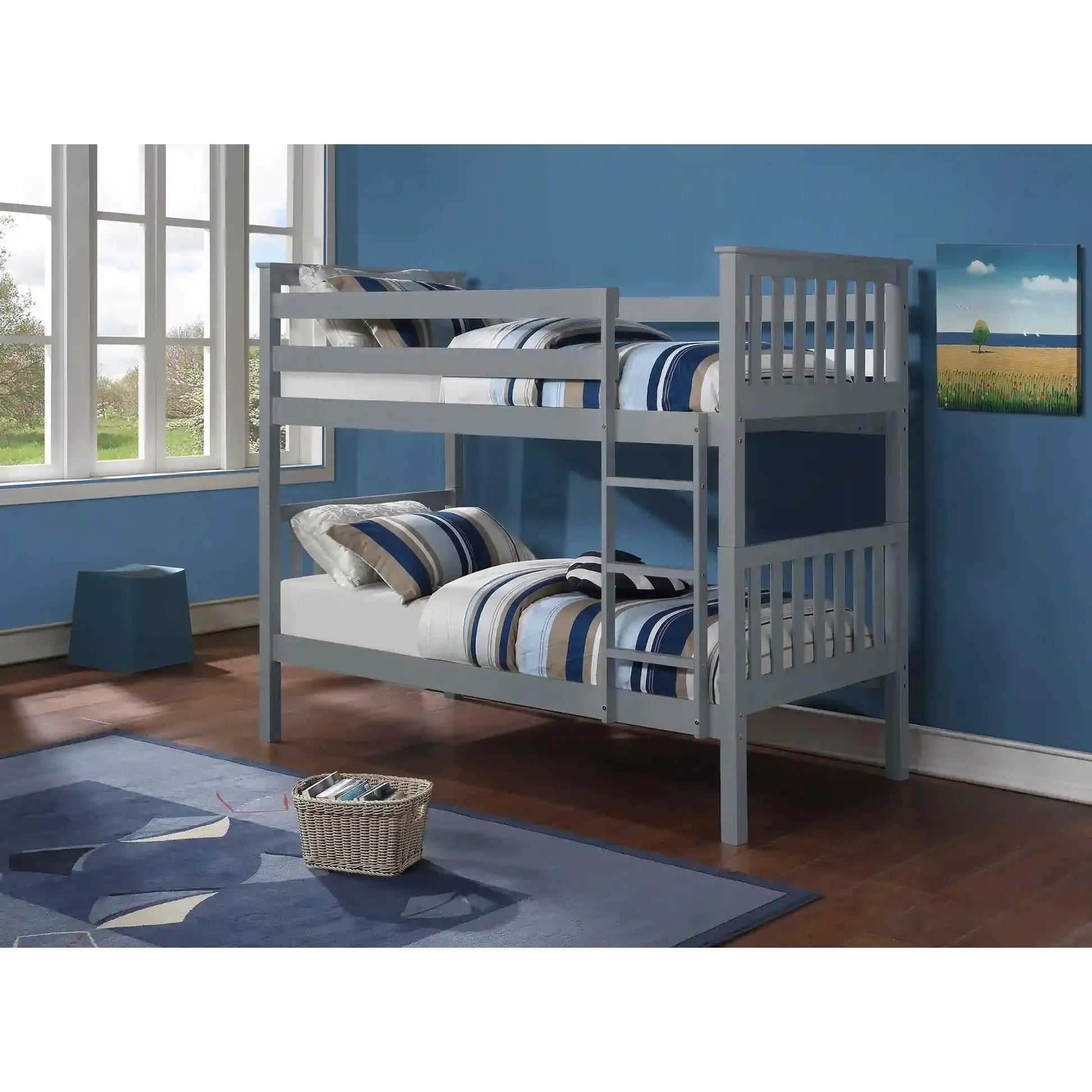 Mission Style Single Bunk Bed in Grey