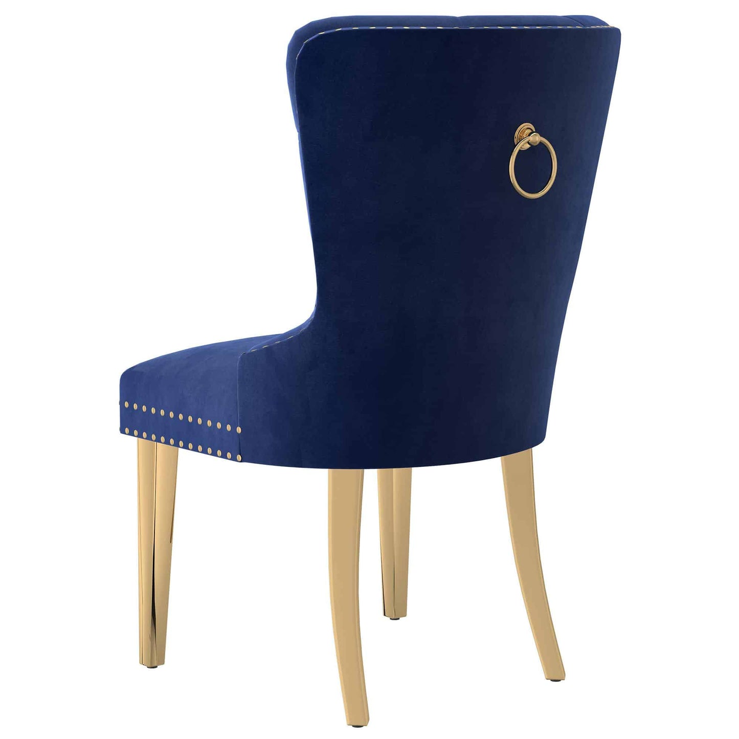 Mizal Navy Velvet Side Chair, with Gold Legs –  Set of 2